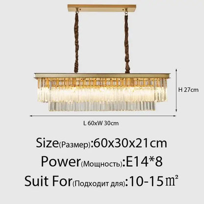 Decorbites crystal gold chandelier with gold-toned frame cascading clear prisms and twisted brown cords for living room light