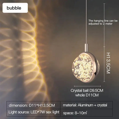 A modern decorbites crystal jellyfish chandelier featuring a gold aluminum frame and glowing led bubble lights pendant light