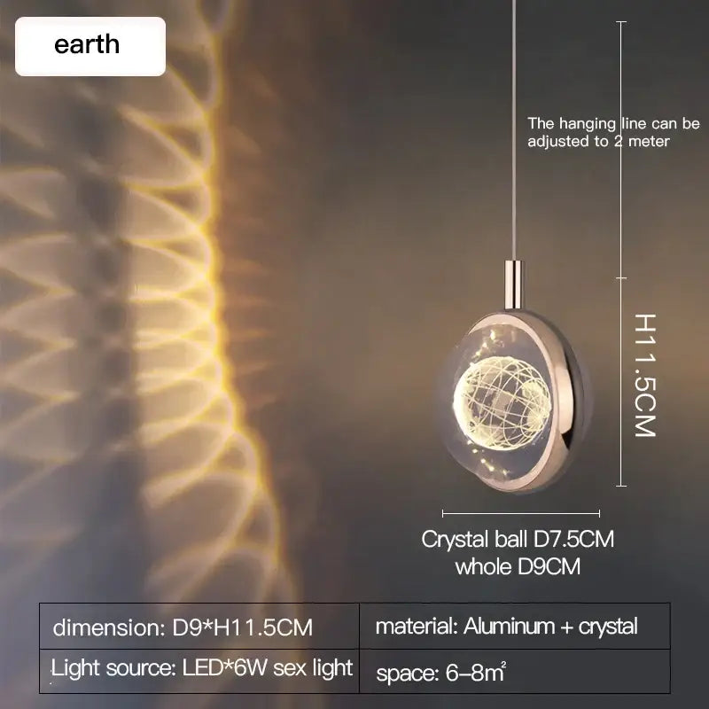 A modern decorbites crystal jellyfish chandelier gold bedroom pendant light with a clear crystal globe and illuminated earth design