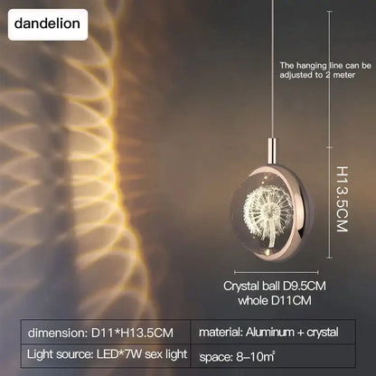 Delicate decorbites crystal jellyfish chandelier gold bedroom pendant light with clear glass globe and illuminated dandelion design