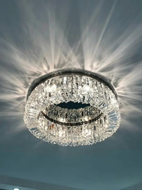 Decorbites™ crystal led chandelier ceiling light in gold with faceted crystals for modern crystal ceiling dining room lighting