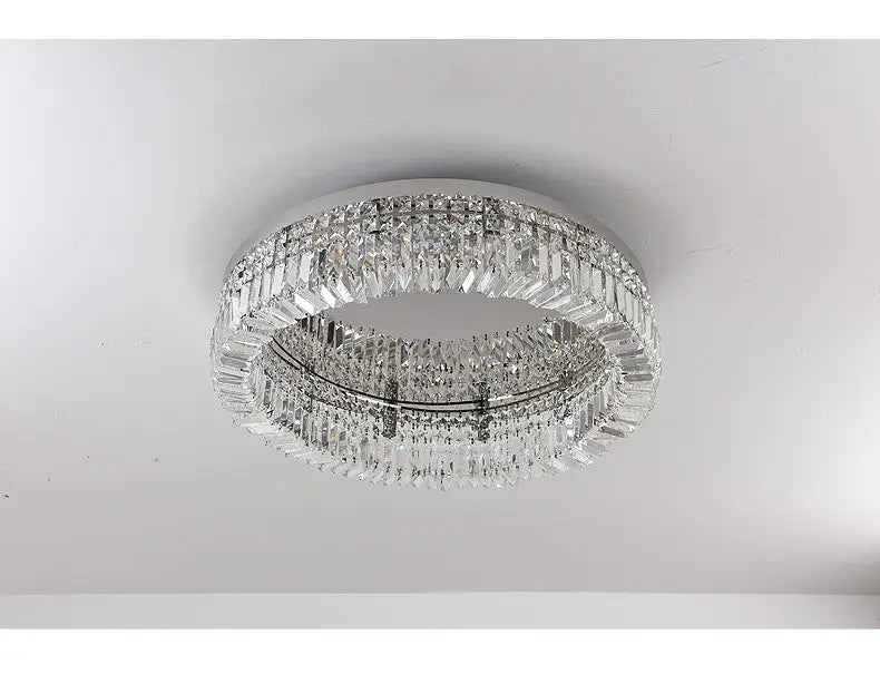 DecorBites™ crystal LED chandelier ceiling light with gold faceted crystals and chrome base for modern dining room lighting