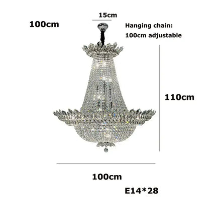 A sparkling silver decorbites crystal led chandelier with a tiered fluted design and 28 e14 bulbs for living rooms