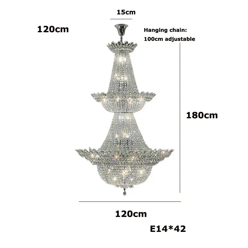 Decorbites crystal led chandelier with chrome multi-tier frame and cascading clear faceted crystals for living room lighting