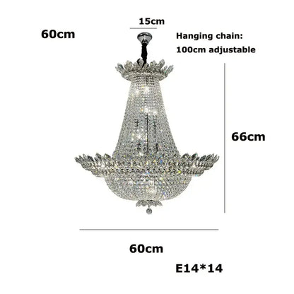 A sparkling silver decorbites crystal led chandelier with tiered fluted design and adjustable hanging chain for living room
