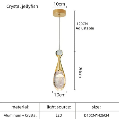 Gold-toned crystal led chandelier pendant light with aluminum frame by Decorbites for dining room use