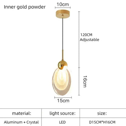 A modern decorbites crystal led gold pendant light with aluminum frame and crystal shade for dining room lighting