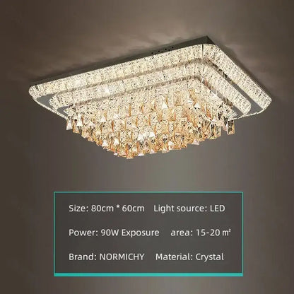A decorbites crystal led chandelier in silver chrome featuring a modern rectangular design with faceted crystals for dining rooms