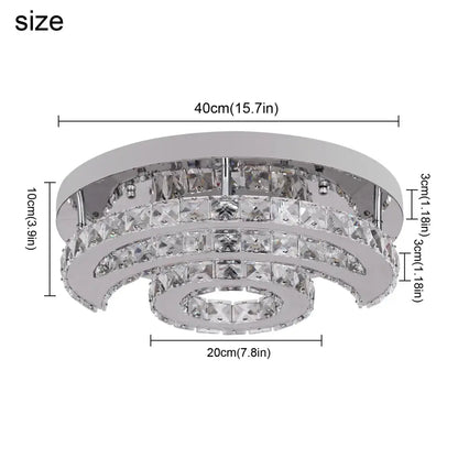 Modern chrome finished decorbites crystal led sun moon spiral chandelier with three concentric rings of faceted crystals