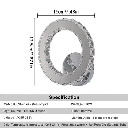 DecorBites™ Crystal LED Wall Sconce: Modern Minimalist Lighting for Living Room, Bedroom, Hallway