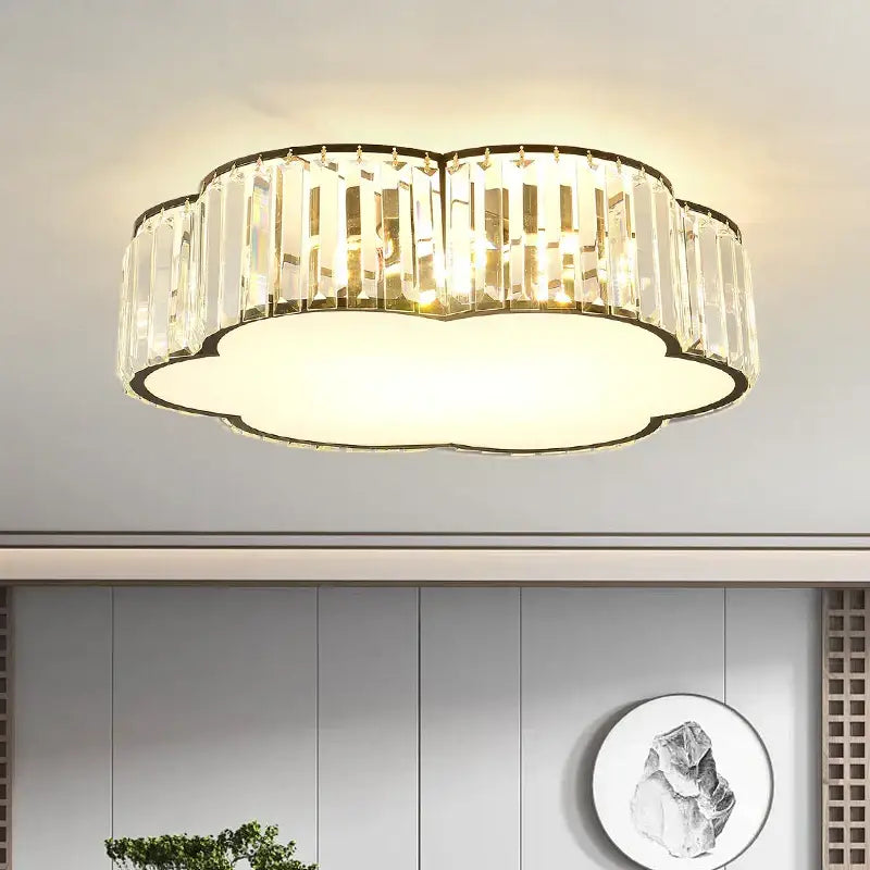 Modern cloud gold ceiling light with clear crystal accents by decorbites crystal light for living room decor