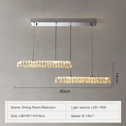 DecorBites™ Crystal Liner Ceiling Chandelier: Modern Luxury Dimmable LED Lighting Fixture