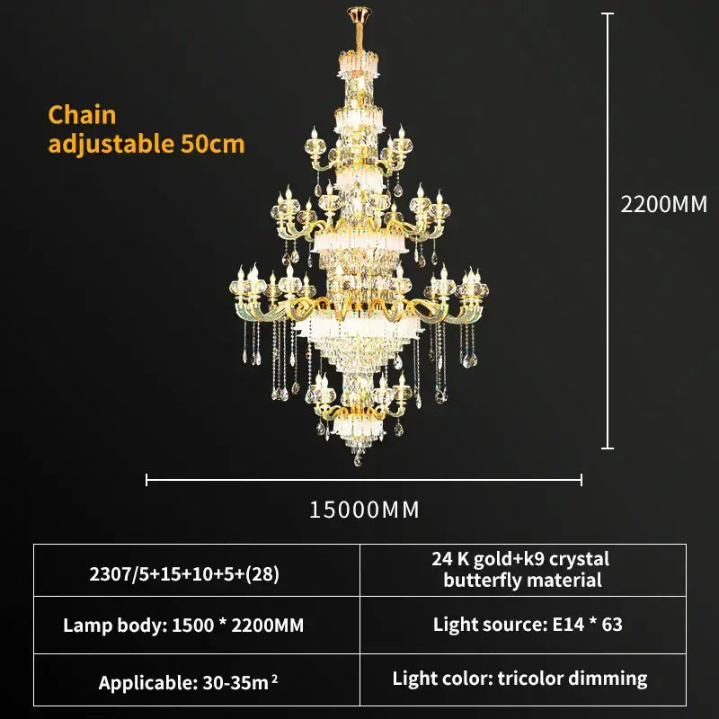DecorBites™ Crystal Living Room Chandelier: Elegant Lighting for Home, Hotel, Club