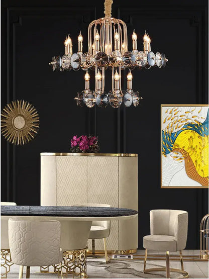 DecorBites™ Crystal Living Room Chandelier: Luxury European Designer Lighting Fixtures