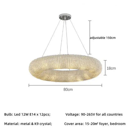DecorBites™ Crystal Loft Chandelier: Modern Luxury LED Pendant Light for Living Room Decor