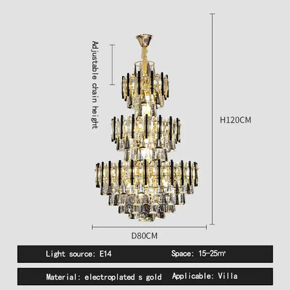 DecorBites™ Crystal Loft Chandelier: Modern Luxury Pendant Light for Living Room or Hotel Lobby