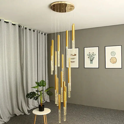 DecorBites™ Crystal Loft Chandelier: Modern Nordic Art Deco Gold LED Lighting for Living Room