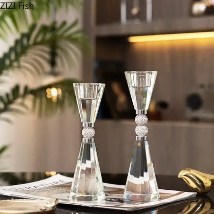 DecorBites™ Crystal Lotus Candle Holder Desk Decor Romantic Candlestick Modern Home Accents
