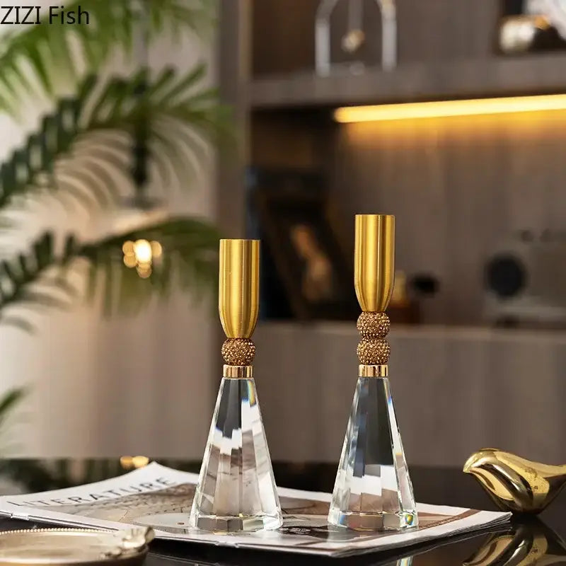 DecorBites™ Crystal Lotus Candle Holder Desk Decor Romantic Candlestick Modern Home Accents