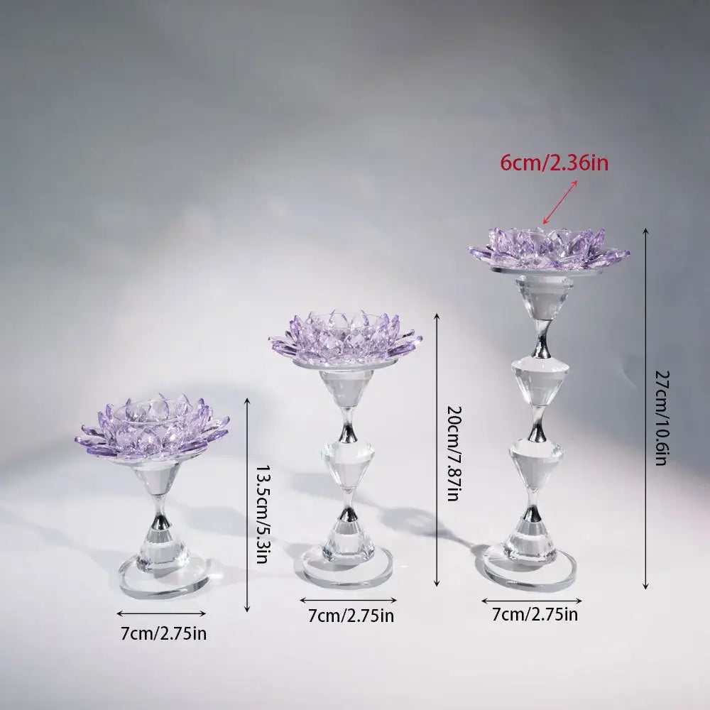 DecorBites™ Crystal Lotus Candle Holder Home Decoration Crystal Flower Candlestick