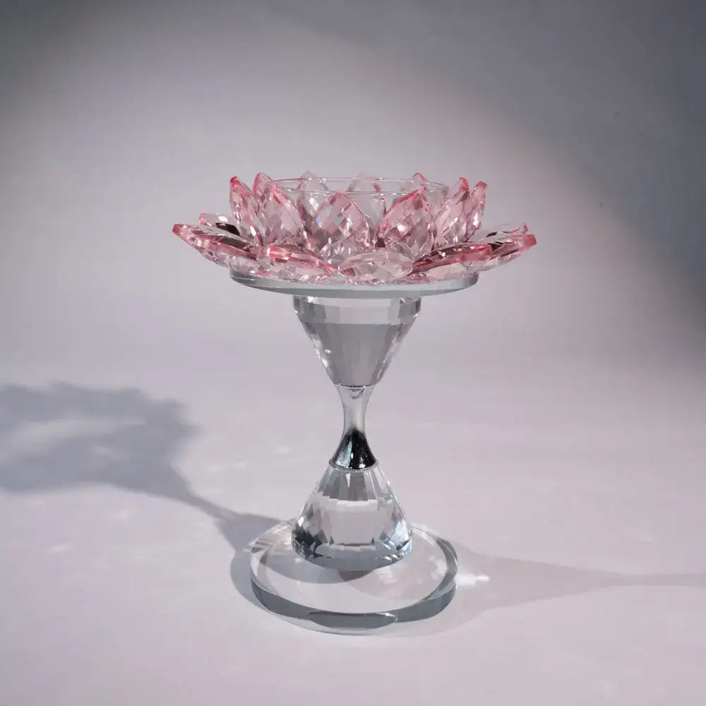 DecorBites™ Crystal Lotus Candle Holder Home Decoration Crystal Flower Candlestick