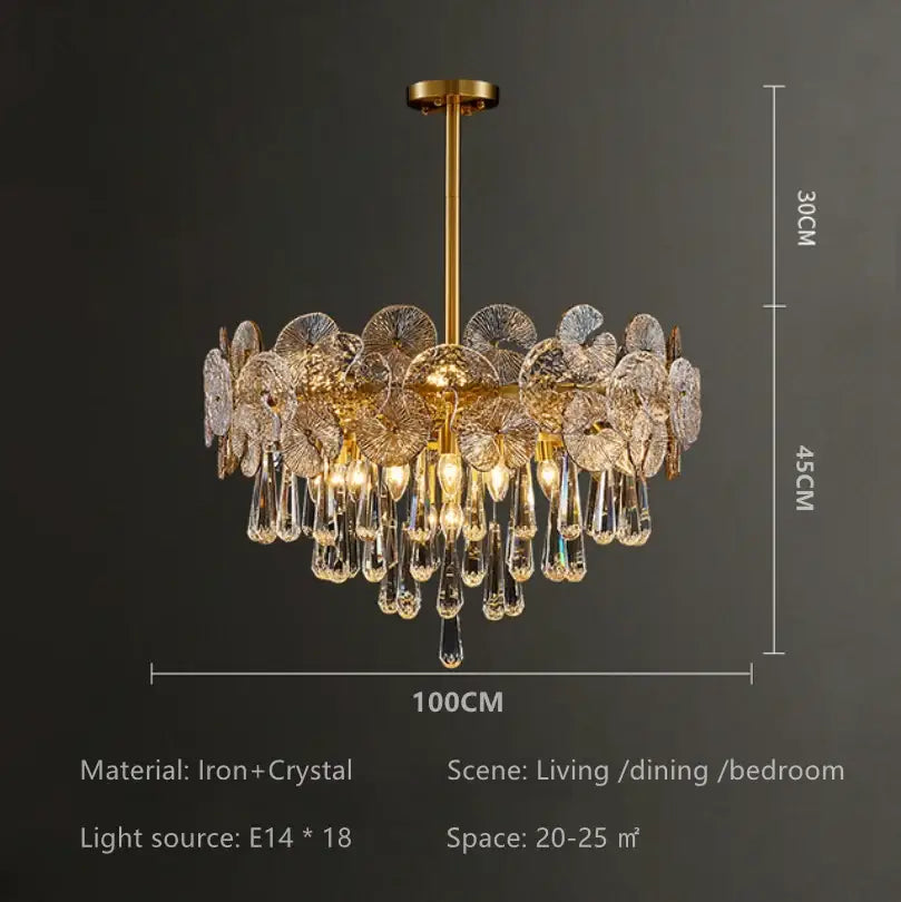 DecorBites™ Crystal Lotus Chandelier: Nordic Luxury for Home Decor, Restaurant, Hotel & Bedroom