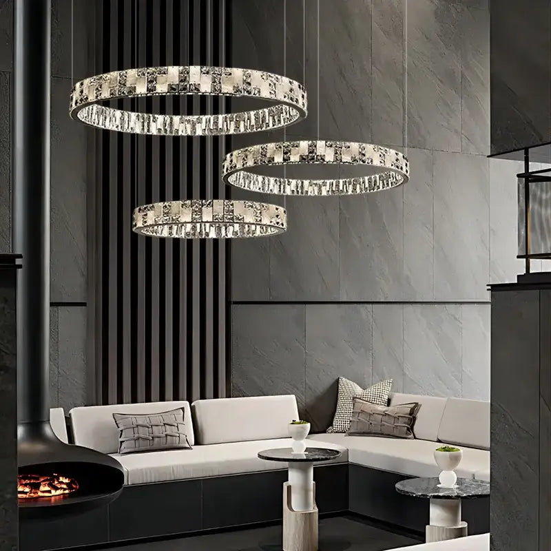Modern crystal lustre three tiered circular chandeliers feature a sleek design for dining room decorbites crystal lustre