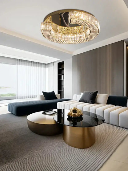 DecorBites™ Crystal Luxe C-Shape LED Ceiling Lamp Gold Finish