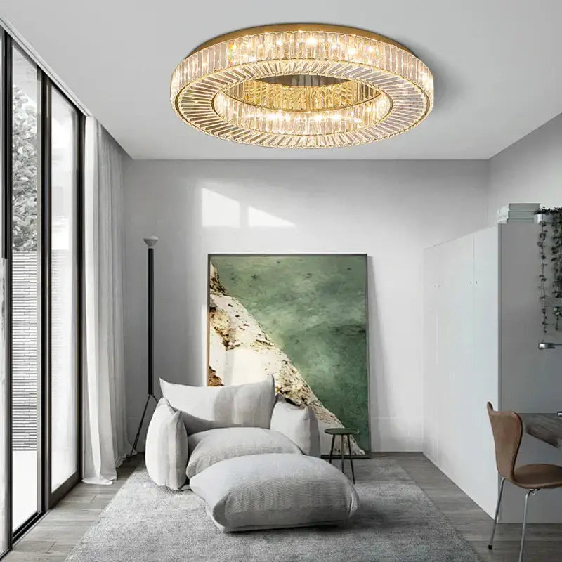 DecorBites™ Crystal Luxe C-Shape LED Ceiling Lamp Gold Finish