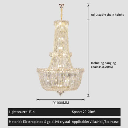 DecorBites™ Crystal Luxe Chandelier for Villa Hotel Living Room - European Modern Style