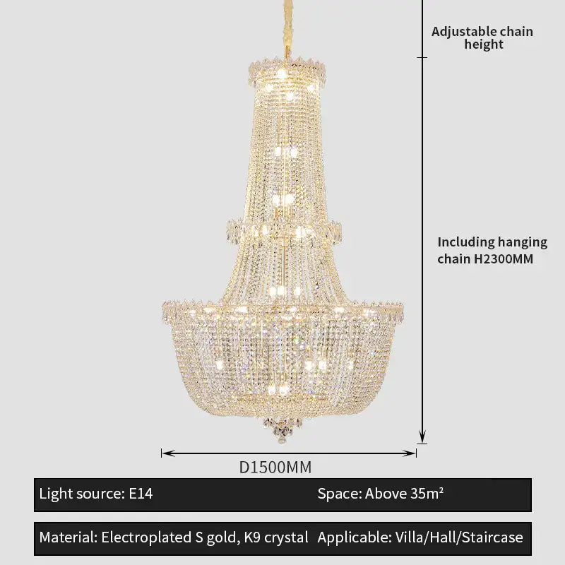 DecorBites™ Crystal Luxe Chandelier for Villa Hotel Living Room - European Modern Style