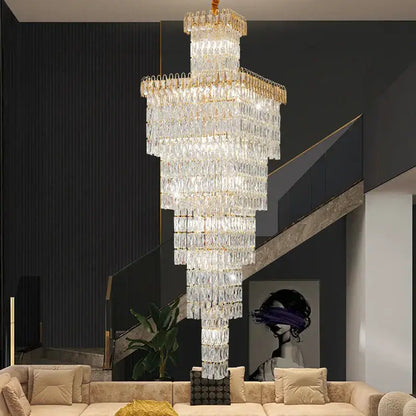 DecorBites™ Crystal Luxe Living Room Chandelier - Modern & Elegant Hall Staircase Lighting