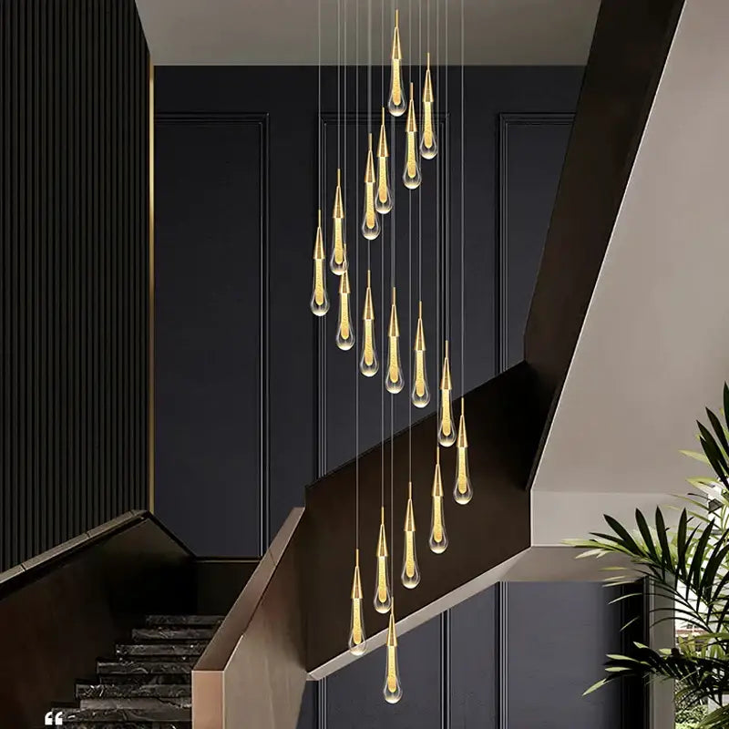 DecorBites™ Crystal Luxury Ceiling Chandelier Staircase Pendant Light for Home Decor