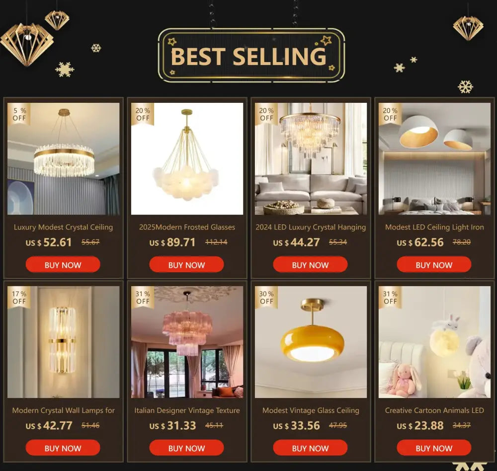 DecorBites™ crystal pendant chandelier with gold finish and warm lighting for luxury modest crystal ceiling home decor