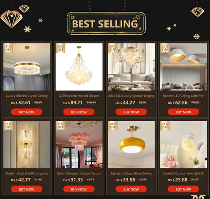 DecorBites™ crystal pendant chandelier with gold finish and warm lighting for luxury modest crystal ceiling home decor