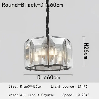 Black iron and crystal round faceted decorbites crystal pendant chandelier for gold living room lighting