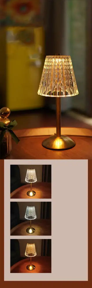 DecorBites™ crystal retro table lamp with gold-toned base and textured glass shade for luxurious bedroom lighting