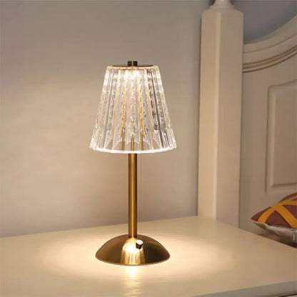 Decorbites™ crystal retro table lamp with gold metal base and faceted crystal shade for luxurious bedroom lighting