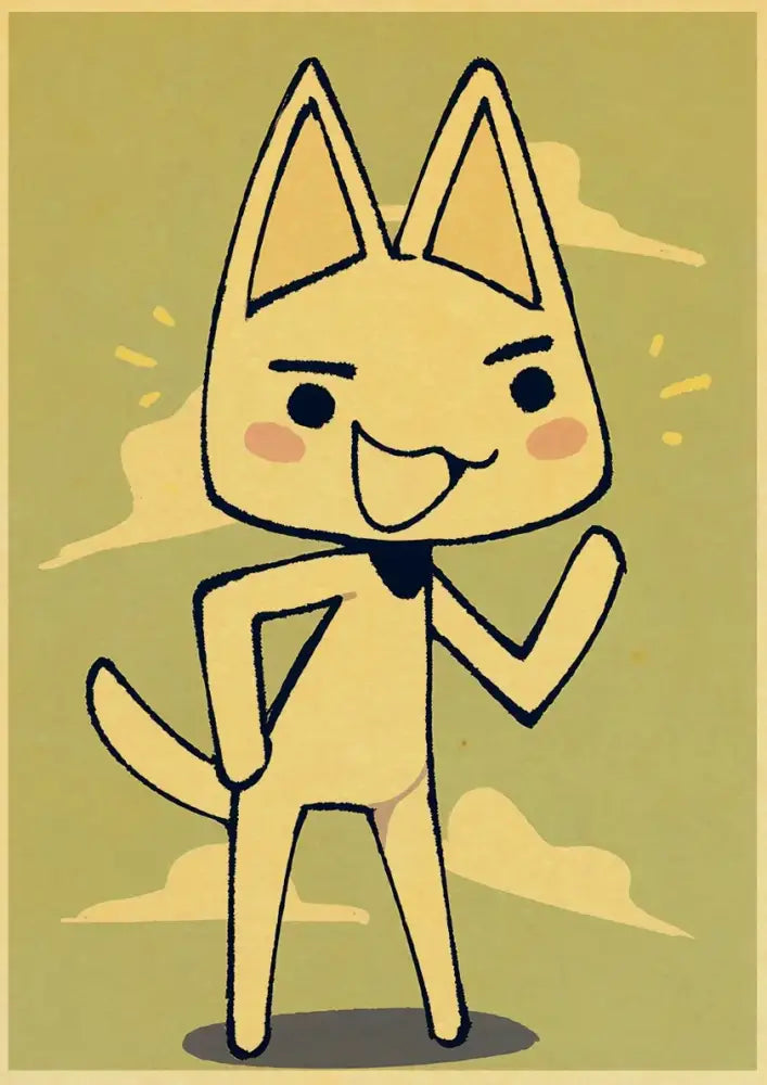 Decorbites™ cute 3d cat poster featuring a cheerful yellow cat with pointed ears for home decor