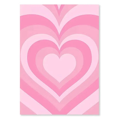 Decorbites™ danish pastel flower canvas wall art with pink concentric hearts in a soft gradient on rectangular canvas