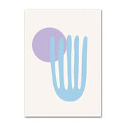 Decorbites™ danish smiley flower wall art featuring a light blue hand and soft purple circle on off-white background