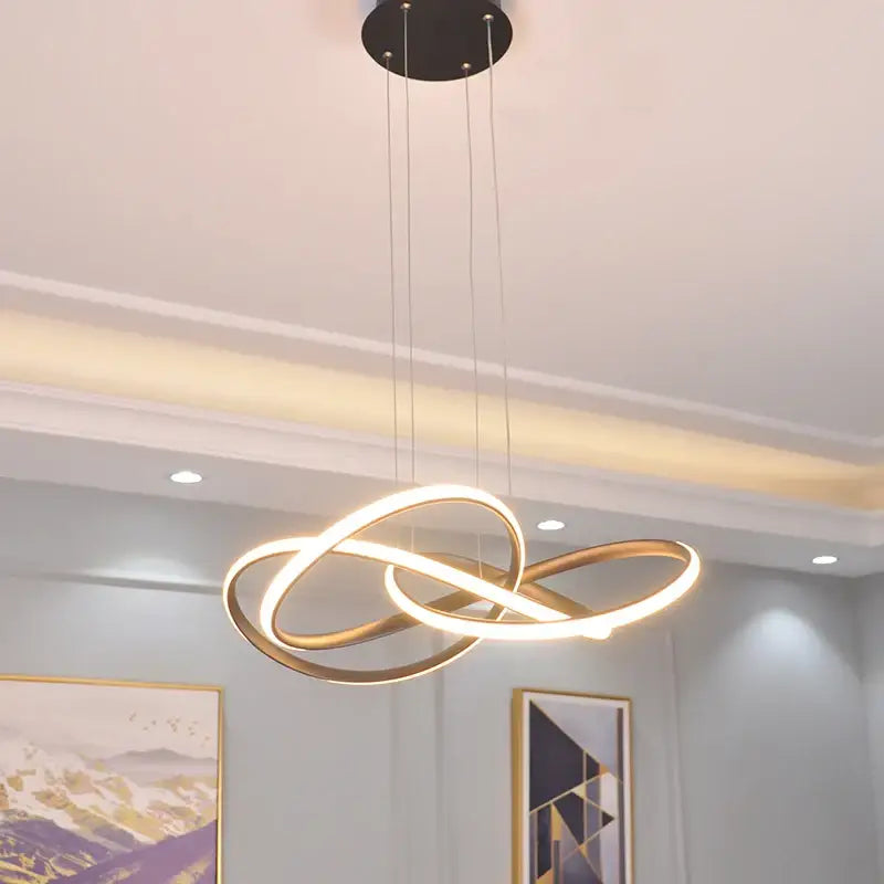 Modern chandelier decorbites dimmable modern chandelier gold chrome black with intertwined gold-toned led rings and black mount
