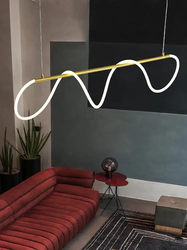 Gold-toned decorbites™ dimmable nordic led ceiling chandelier with sleek serpentine white led strip for home decor