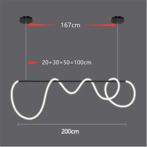 Modern white decorbites™ dimmable nordic hose led ceiling chandelier with a sleek wavy design and black mounting hardware for home decor