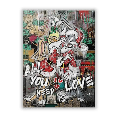 Vibrant decorbites™ disney marvel donald duck canvas wall art with bugs bunny and lola in red outfits and luxury logos