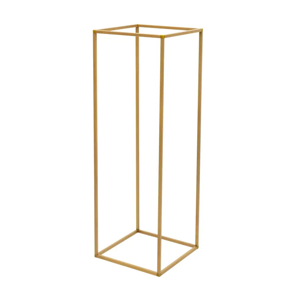 Decorbites™ elegant gold-colored metal rectangular wedding flower stand for floral arrangements and event decor