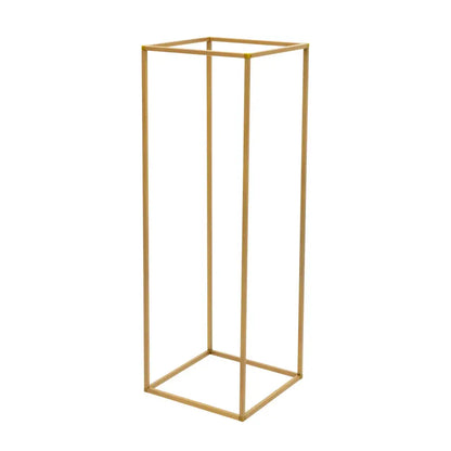 Decorbites™ elegant gold-colored metal rectangular wedding flower stand for floral arrangements and event decor