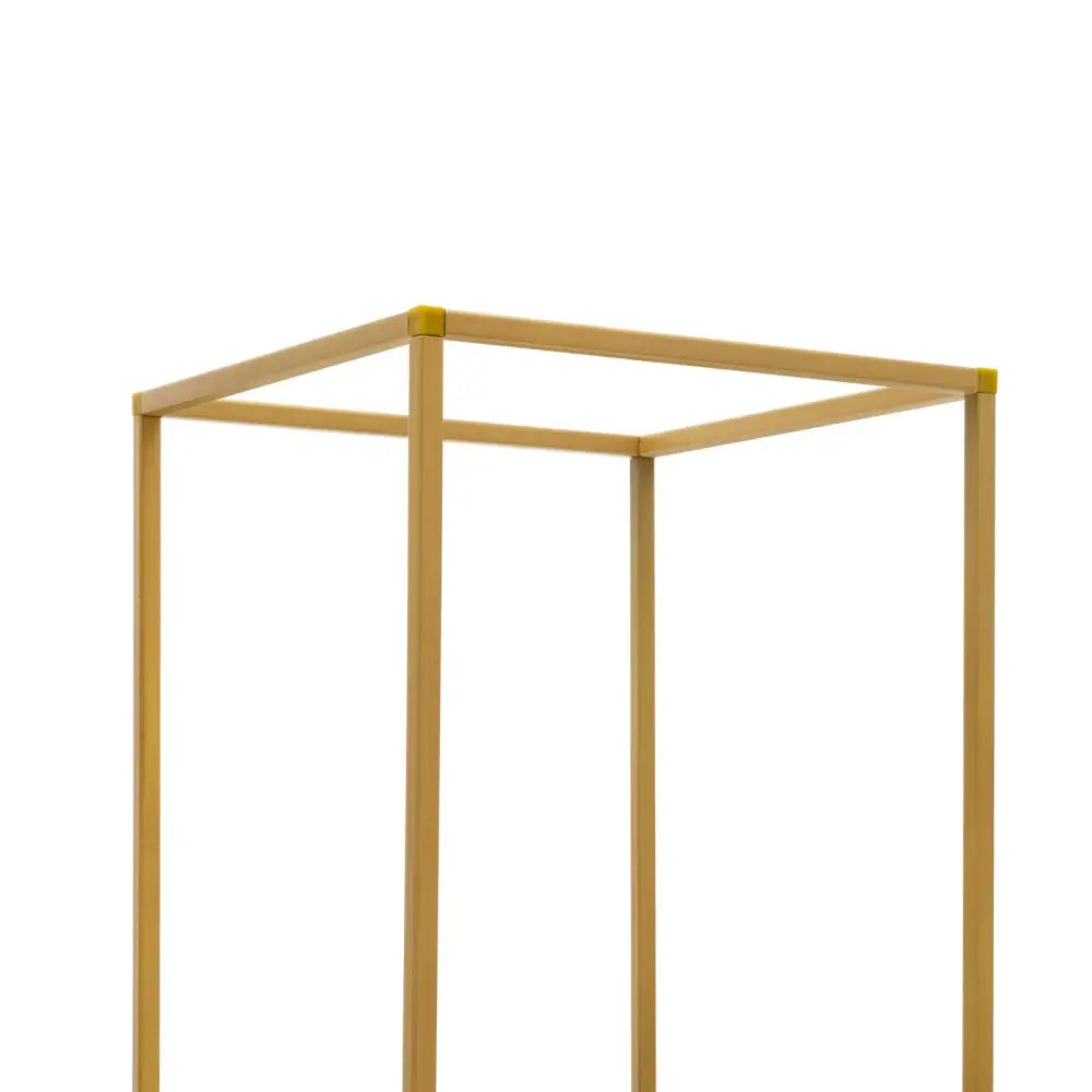 Gold-colored metal flower stand with minimalist geometric design from decorbites elegant 10-piece wedding flower stand