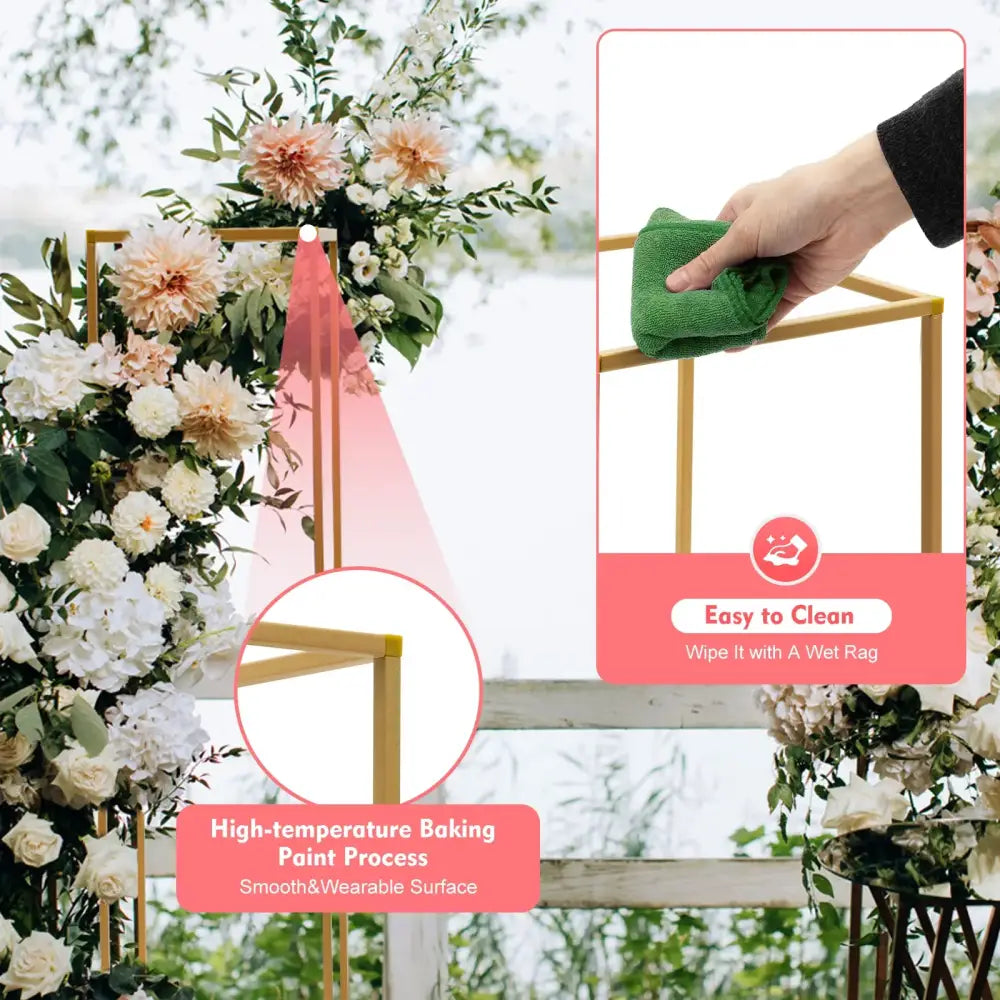 Decorbites™ elegant 10-piece gold wedding flower stand with a smooth baked paint finish and metal construction
