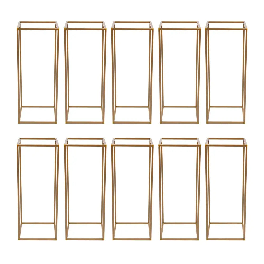 Decorbites elegant 10-piece gold metal wedding flower stand arranged in two rows for wedding flower displays